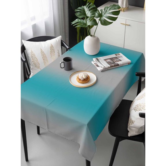 Turquoise Ombre Tablecloth Rectangle Table Cloths 54x108, Waterproof Outdoor Table Cloth Covers Decorative Table Protector, Grey Modern Art Farmhouse Washable Table Cover for Kitchen Dinning Party
