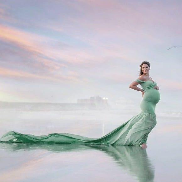 zanvin Dress Pregnant Dress pour les Femmes, les Femmes Enceintes Photographie Accessoires hors Épaule Sans Manches Soli