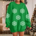 thumbnail image 2 of larppty Women Christmas Sweatshirt Snowflake Xmas Long Sleeve Pullover Cute Shirt Top (Green, M), 2 of 8