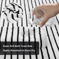 thumbnail image 5 of Jessy Home 4 Pack Black White Bicolor bar Stripe Large Bath Towels Set Oversized Bath Sheet Soft Towel Set, 5 of 8