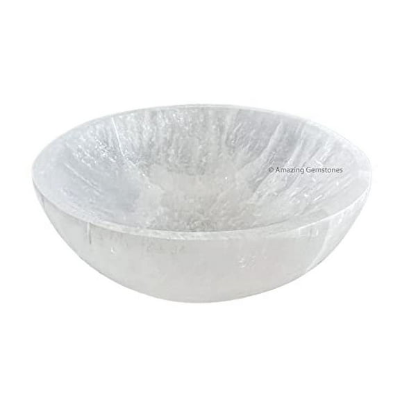 Round Selenite Crystal Bowl to Charge your Healing Stones and Crystals - 4" inch