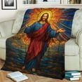 thumbnail image 2 of Vintage Jesus Stained Glass Blanket – Christian Religious Throw Blanket for Believers, Faith-Inspired Fleece Blanket for Home, Church, Prayer or Gift, 2 of 4