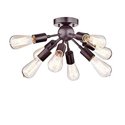 - Dazhuan Vintage Antique Metal ORB Sputnik Chandeliers 8 Lights Semi Flush Mount Pendant Ceiling Light Lamp Fixture with 8 Bulb Sockets