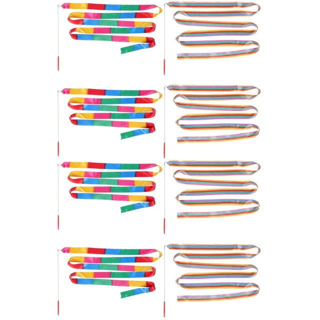 HLONK Gymnastics Ribbon Set of 2 Kids Dancing Ribbons Accessories Stick Props Child Abs Silk Cloth