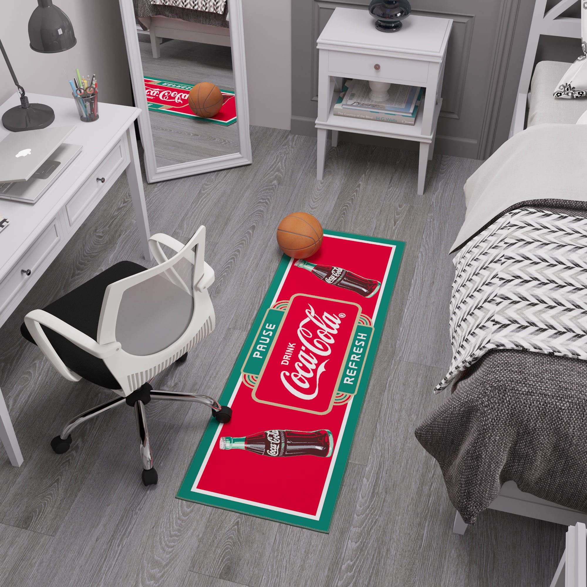 Ottomanson Coca-Cola Vintage Non-Slip Rubberback Runner Rug 20x59
