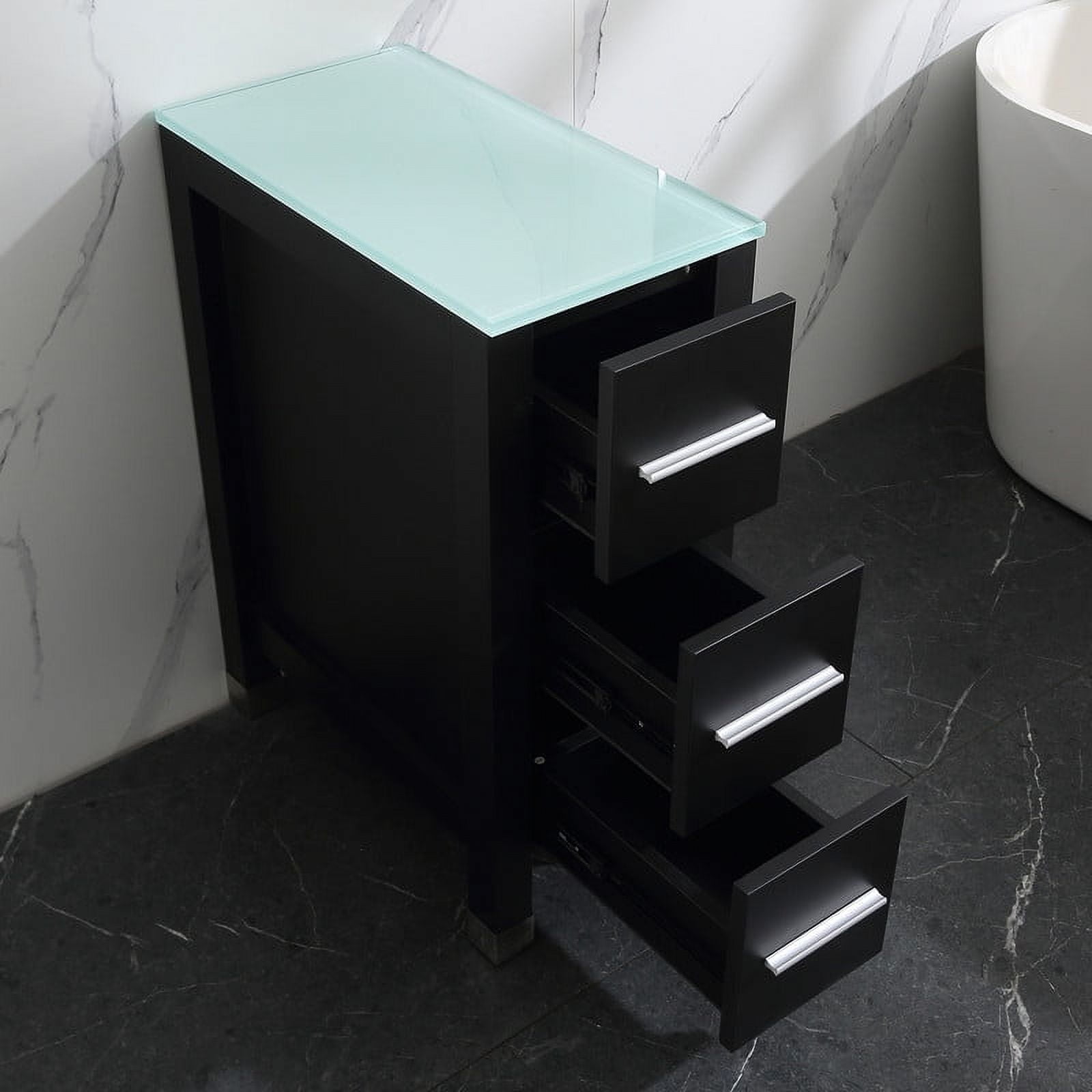 Walsport 36" Luxurious Bathroom Vanity with Sink Combo Cabinet Blue Tempered Glass Vessel Sink Bowl Faucet Drain Combo,Black