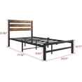 thumbnail image 2 of Twin Size Bed, Platform Bed Frame with Rustic Vintage Wood Headboard, Strong Metal Slats Support Mattress Foundation, No Box Spring Needed Rustic, 2 of 4