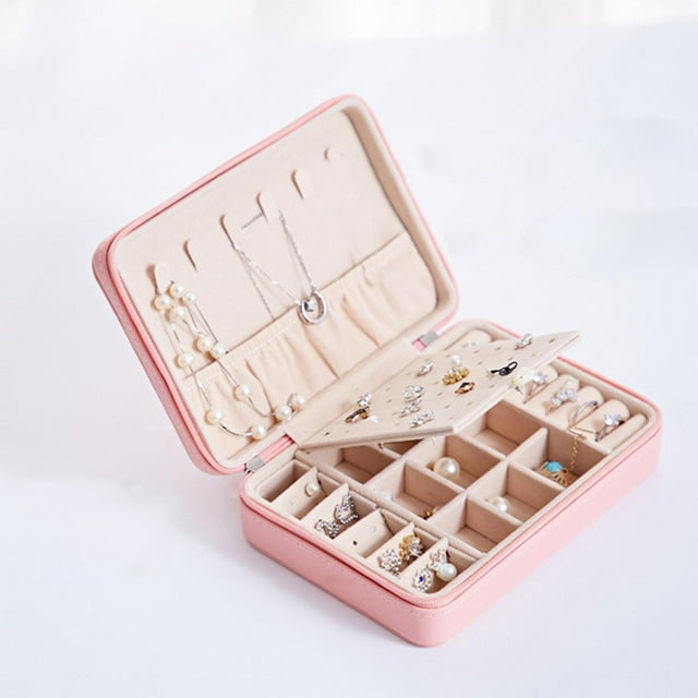 Portable Jewelry Box Case Boxes Mini Jewelry for Girls Women , Rosa Shamjiam Caja de almacenamiento de joyas