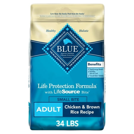 Blue Buffalo Life Protection Formula Chicken and Brown Rice Small Bite Dry Dog Food for Adult Dogs, Whole Grain, 34 lb. Bag