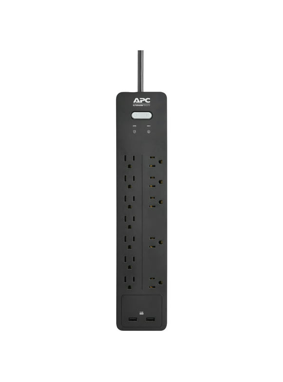 APC 12-Outlet Surge Protector Power Strip with USB Charging Ports, 2160 Joules, SurgeArrest Home/Office (PH12U2)