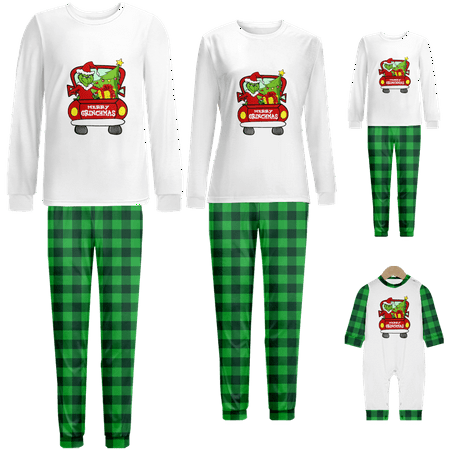 

Family Christmas Pajamas Sleepwear Set Cartoon Monster Green Black Buffalo Buffalo Printed Sizes Baby-Kids-Adult-Pet 2-Piece Top and Pants Bodysuits Unisex Pajamas Set