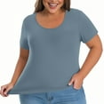 thumbnail image 2 of BSDJILFG Plus Size Lounge Top with Built-In-Bras L-5XL,Comfort Fit Wire-Free Pajama Top with Soft Cups,Summer Casual Short Sleeve Crewneck Oversized Sleep T-Shirts, 2 of 7