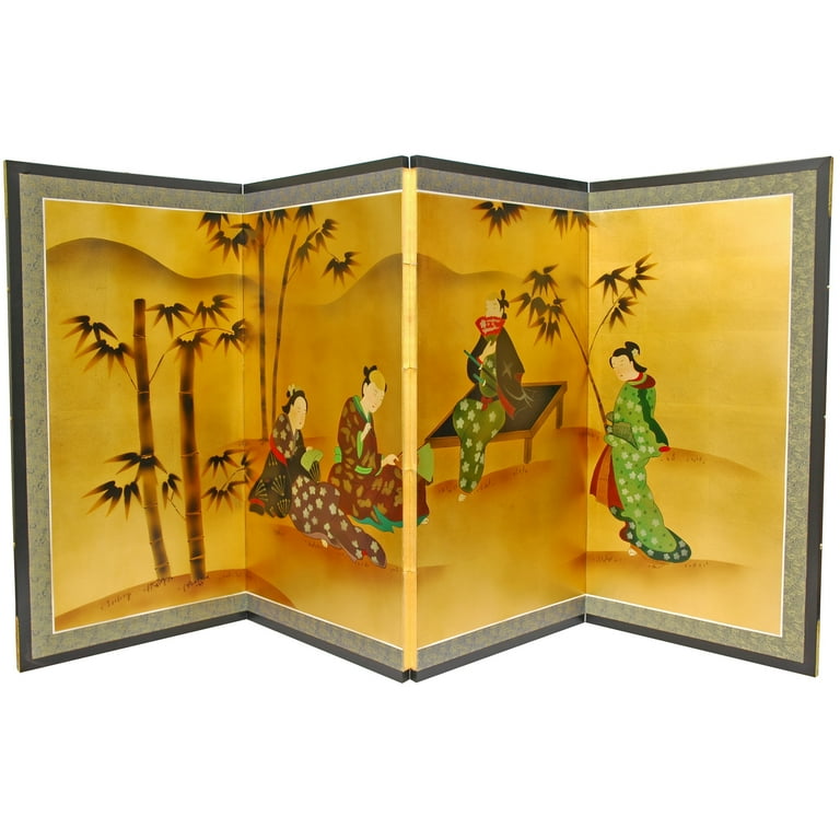 Handpainted Folk Art Bamboo Wall Decor