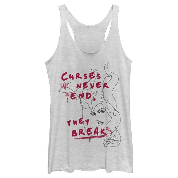 Women's Maleficent: Mistress of All Evil Curses Don't End Racerback Tank Top White Heather X Small