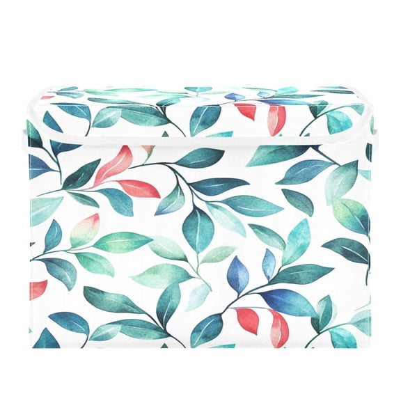 Storage Box With Lid 16.5x12.6x11.8In Foldable Stacked Household Storage Box Beautiful Leaves Seamless