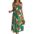 thumbnail image 2 of Vestidos de Verano para Mujer 2025, Vestido Informal con Tirantes Finos, Volantes, Plisado y Estampado Floral Fluido Verde XL, 2 of 10