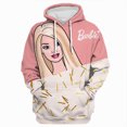 thumbnail image 3 of Sudadera con capucha rosa para mujer, sudadera con capucha con estampado de dibujos animados de Barbie, ropa deportiva de manga larga para primavera y otoño, ropa para niñas, sudadera informal holgada, 3 of 5