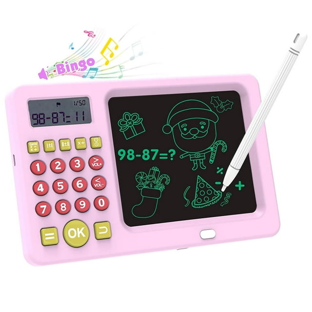 YOPTOP Math Games for Kids Age 5 6 7 8, LCD Writing Tablet Educational Math Learning Games for Kids, Birthday Gifts for Boys Girls,Pink