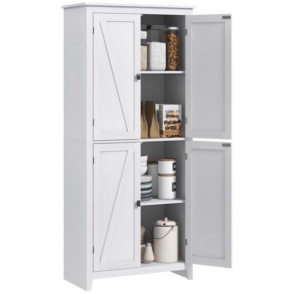 HOMCOM 72" Freestanding Kitchen Pantry, Buffet Cabinet, White