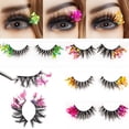 thumbnail image 2 of Xiao Hua Pestañas postizas de visón esponjosas con lentejuelas y purpurina, ideales para cosplay, fiestas de Año Nuevo, maquillaje de escenario (estilo brillante, T-15), 2 of 3