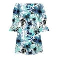 thumbnail image 4 of JINMGG 2024 Summer Plus size Clearance Dresses for Women under $10,Fashion Women's Summer Casual Off Shoulder Printing Bell Sleeve Dresses, 4 of 4
