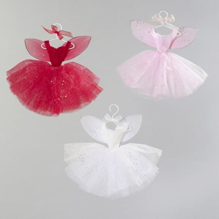 Kurt Adler 3ct Fairy Whispers Dress Christmas Ornament Set 6" - Pink/Red