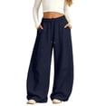thumbnail image 2 of Girls Barrel Leg Sweatpants Baggy Wide Leg Open Bottom Drawstring Athletic Track Pants Pockets School Sport Trousers, 2 of 5