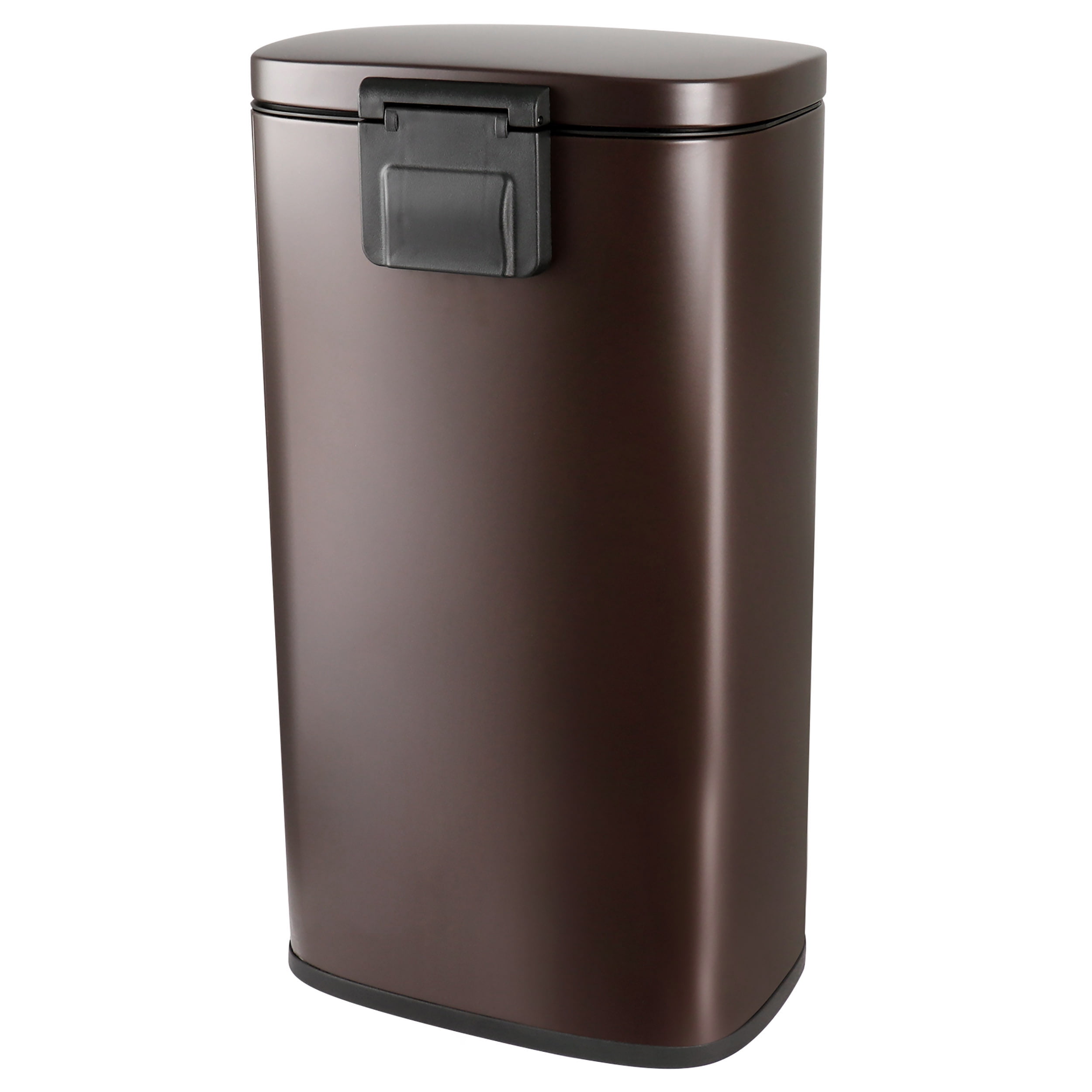 Elama 3 Piece 30 Liter and 5 Liter Stainless Steel Step Trash Bin Combo Set with Slow Close Mechanism in Matte Bronze