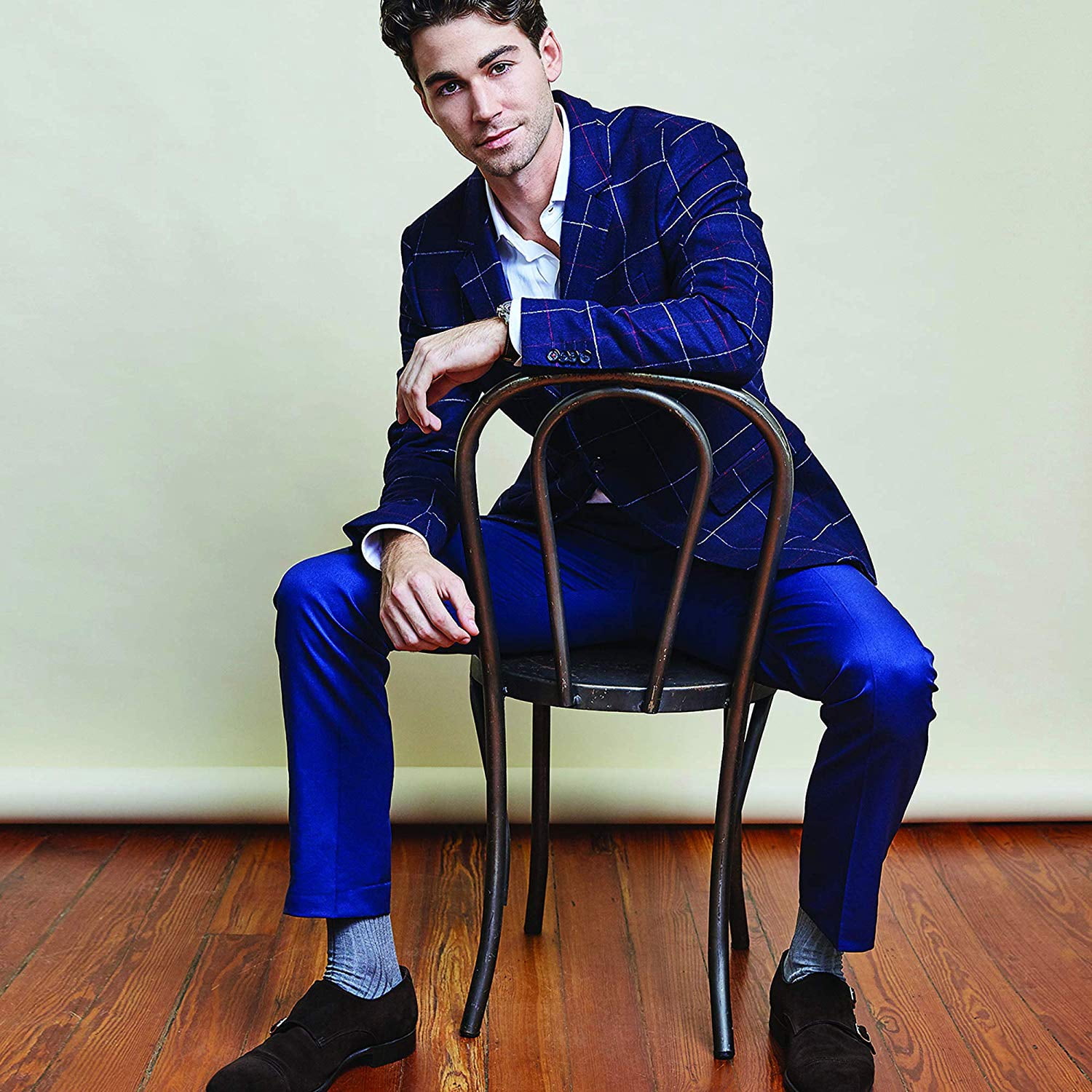 slim fit dress slacks Ames Walker AW 101 Men's Microfiber Knee High Dress Socks 15-20 mmHg, Size: Large, Black main image 1