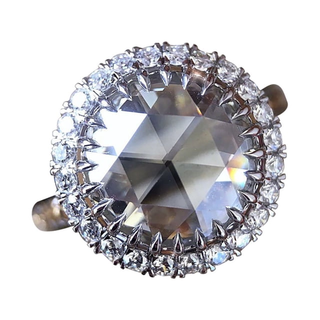 Vintage brillante comprometido para las mujeres anillo de joyería redondo circón Anillos de moda