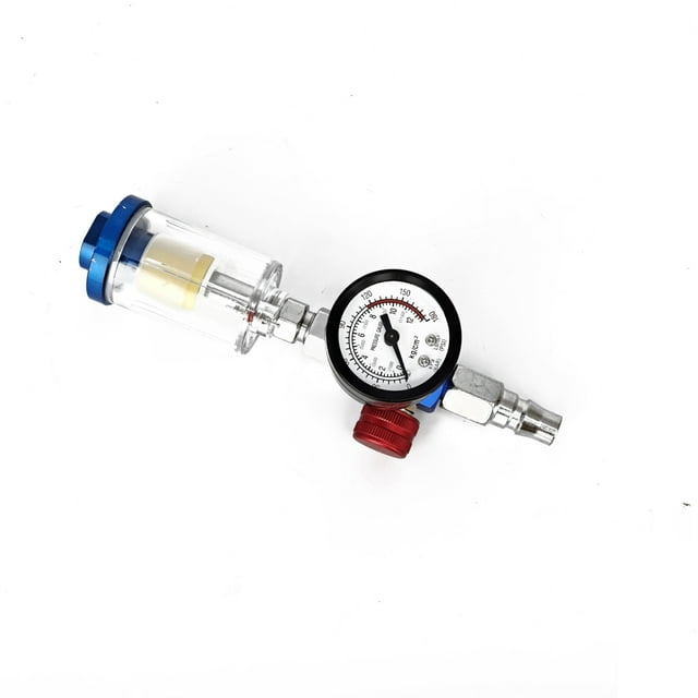 HVLP Spray Air Regulator Pressure Gauge 1/4" Mini Inline Air Filter Separator Adjustable Air Pressure Regulator Gauge