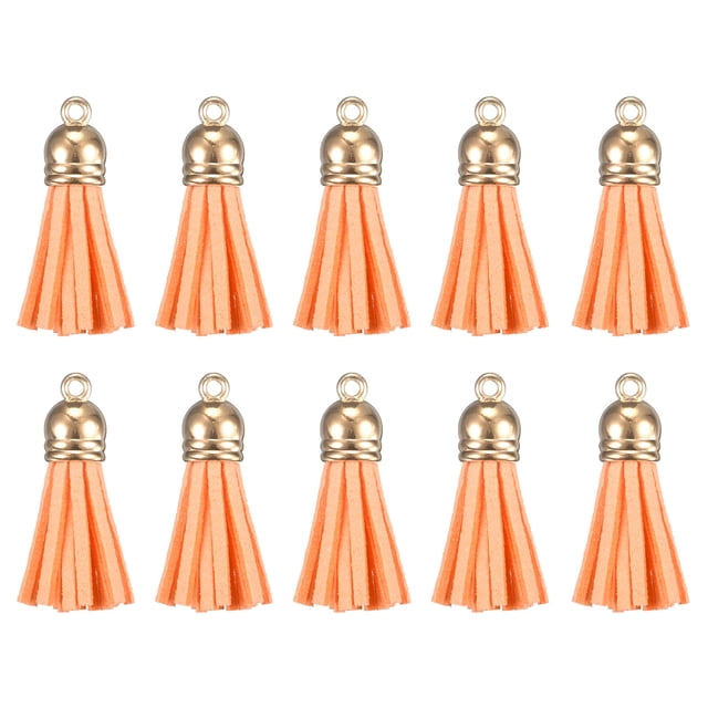 Llavero de cuero Unique Bargains Borla Dije Granel con Tapa para Llavero Pulsera Joyería Fabricación Bricolaje Accesorio 120uds Naranja