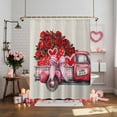 thumbnail image 4 of Valentine's Day Shower Curtain Pink Bow Tie Truck Rose Bathroom Curtains with Hooks, Waterproof Fabric Love Heart Stripe Bath Shower Curtains Set for Bathroom Bathtubs Valentines Decor 72x72 Inch, 4 of 9