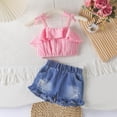thumbnail image 2 of CAUYDY Toddler Girl Clothes Baby Summer Outfits Sleeveless Halter Top Ruffle Short Set Cute for Kids 1T-6T Clothes Girls (Sizes 18-24 Months,H03-Pink), 2 of 9