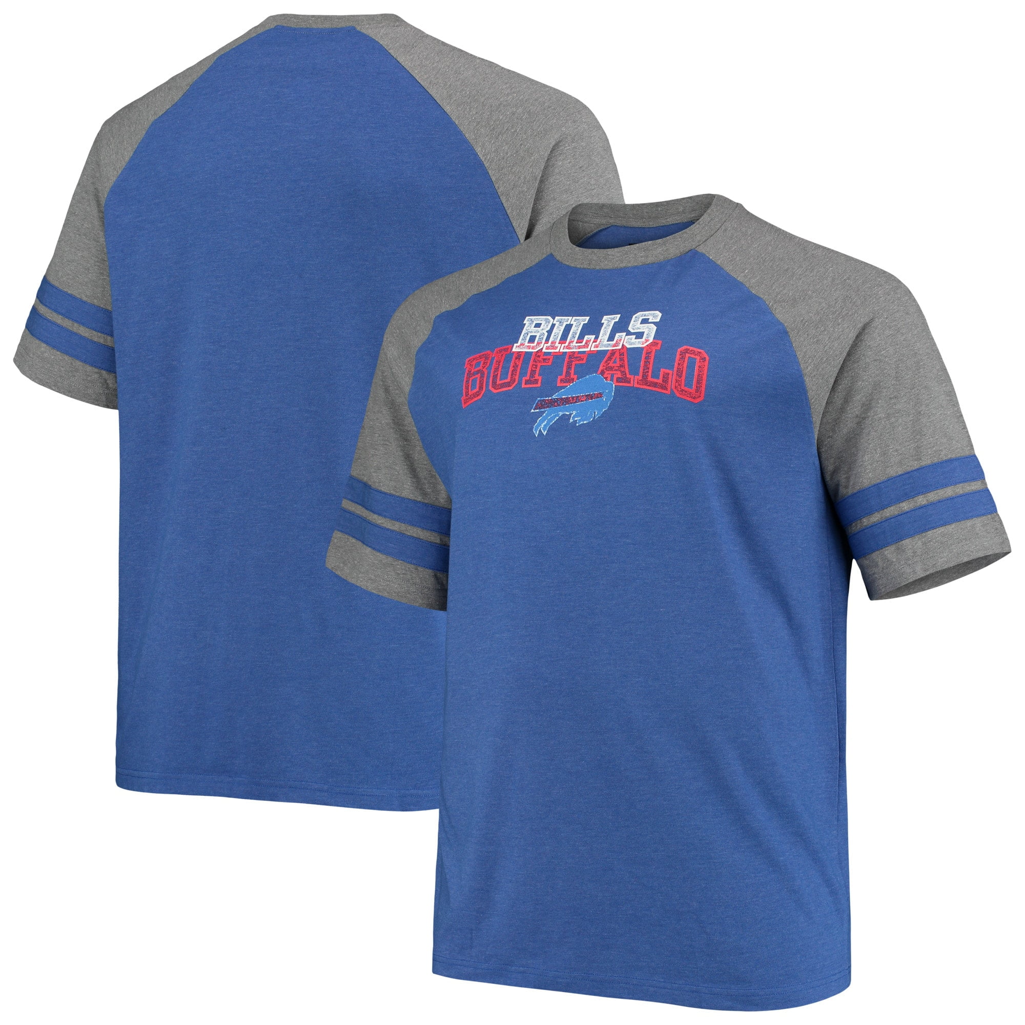 Buffalo Bills Fanatics Branded Big & Tall Two-Stripe Tri-Blend Raglan T ...