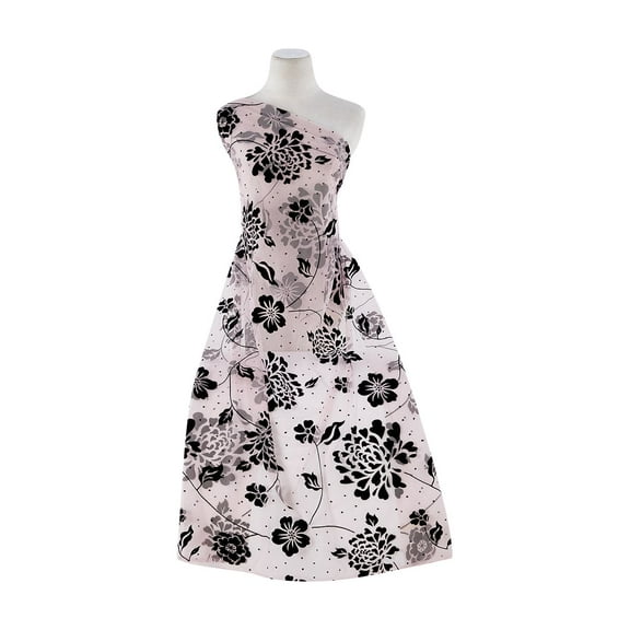 Zelouf Floral W/ Ditzy Dots Flock On Tulle  , Sewing, DIY, Crafts Fabric by the Yard, Powder Rose, 3 Yard