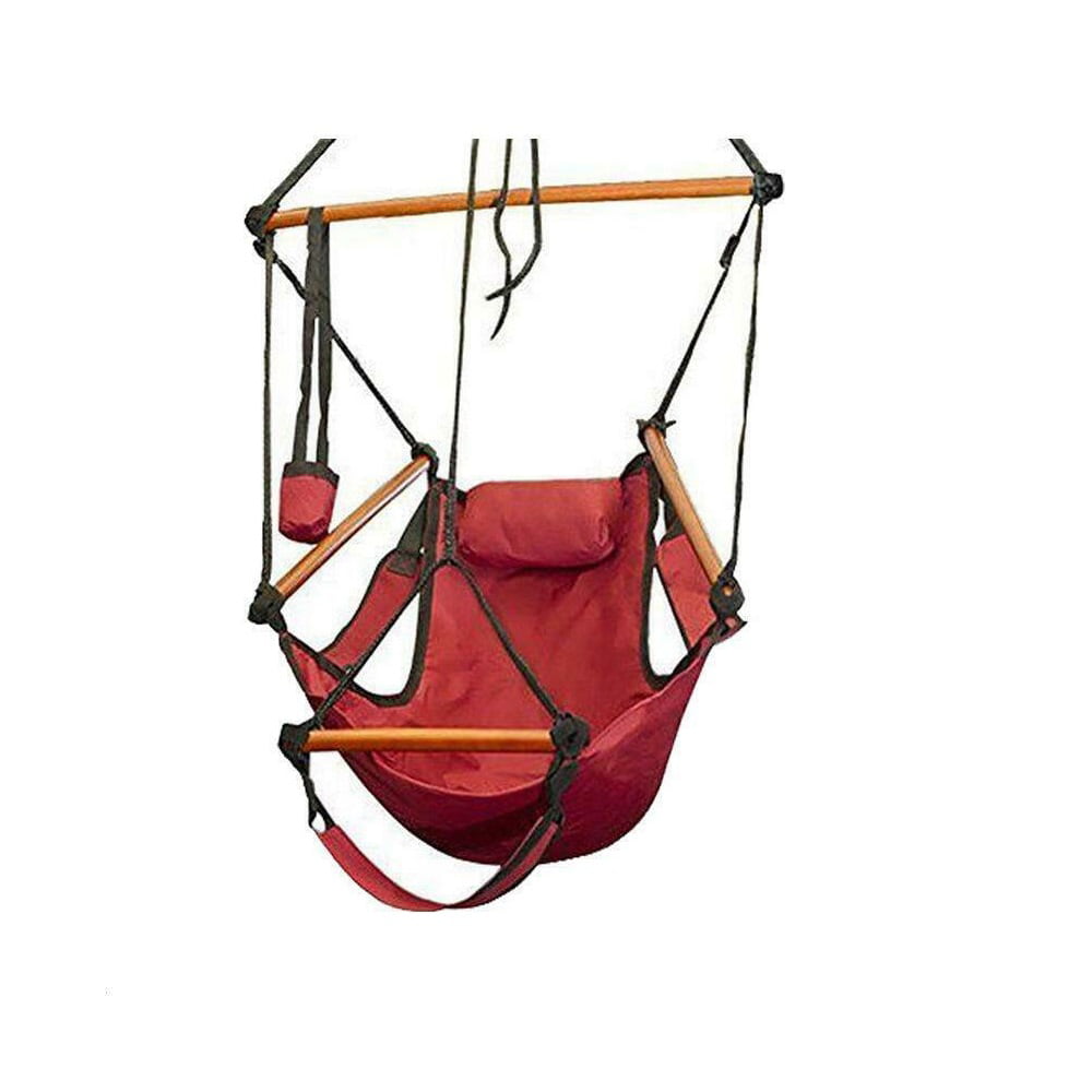 Hammock Hanging Chair Air Deluxe Sky Swing Outdoor Rope Chair Solid Wood 250lbs 
