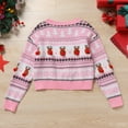 thumbnail image 2 of IWEMEK Women Sweaters Casual Winter Xmas Knitwear Elk Printed Long Sleeve Pullover Round Neck Baggy Cute Pink Clothing, 2 of 8