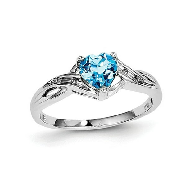 Gem And Harmony - 2/3 Carat (ctw) Natural Swiss Blue Topaz Heart Ring
