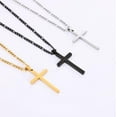 thumbnail image 5 of Gold Plated Cross Necklace for Men, Stainless Steel Mens Cross Necklaces with 3.5mm Figaro Chain, Pendant Chain 16-24 Inches, 5 of 16