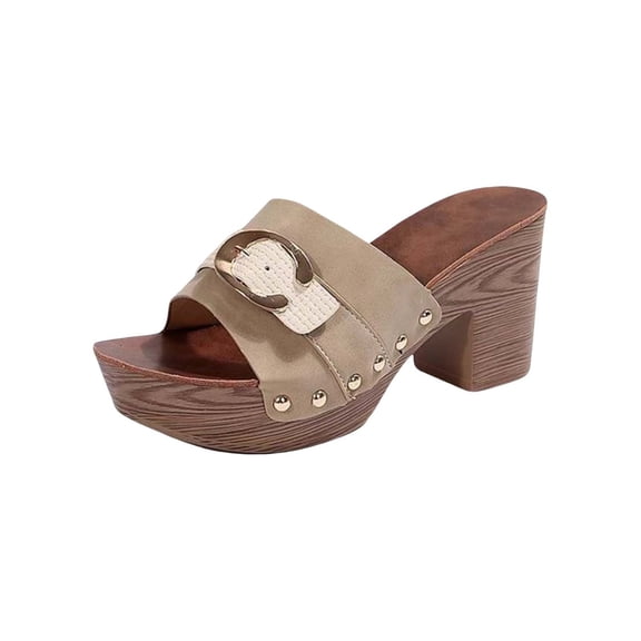 NOKIO Clearence Women’s Single Strap Slide Sandals Summer Open-Toe Beach Shoes with Thick Platform Sole Lightweight Cushioned Footbed Non-Slip Traction Comfortable Casual Footwear