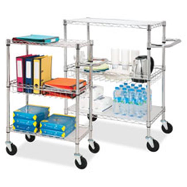 Lorell 3Tier Wire Rolling Cart, 18 in. x 30 in. x 40 in., Chrome