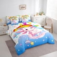 thumbnail image 6 of Castle Fairy Children Cute Axolotl 7-Piece Twin Bedding Sets,Cartoon Rainbow Bedding Comforter Set,Kawaii Animal Breathable Sheet Sets,Super Cozy Room Decor, 6 of 9