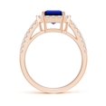 thumbnail image 2 of ANGARA Lab Grown 2.45 Ct Emerald-Cut Blue Sapphire Halo Ring in 14K Rose Gold for Women (Size-9x7mm) | September Birthstone, Anniversary, Jewelry Gift for Women | Lab Grown Blue Sapphire Ring, 2 of 8