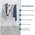 thumbnail image 3 of Easy-Fold Collapsible Clothes Drying Rack – Sturdy Metal Laundry Rack, Holds 40 lbs., Space-Saving Clothes Rack, Towel Rack, Foldable Laundry Drying Rack for Indoor/Outdoor Use – White, 3 of 6