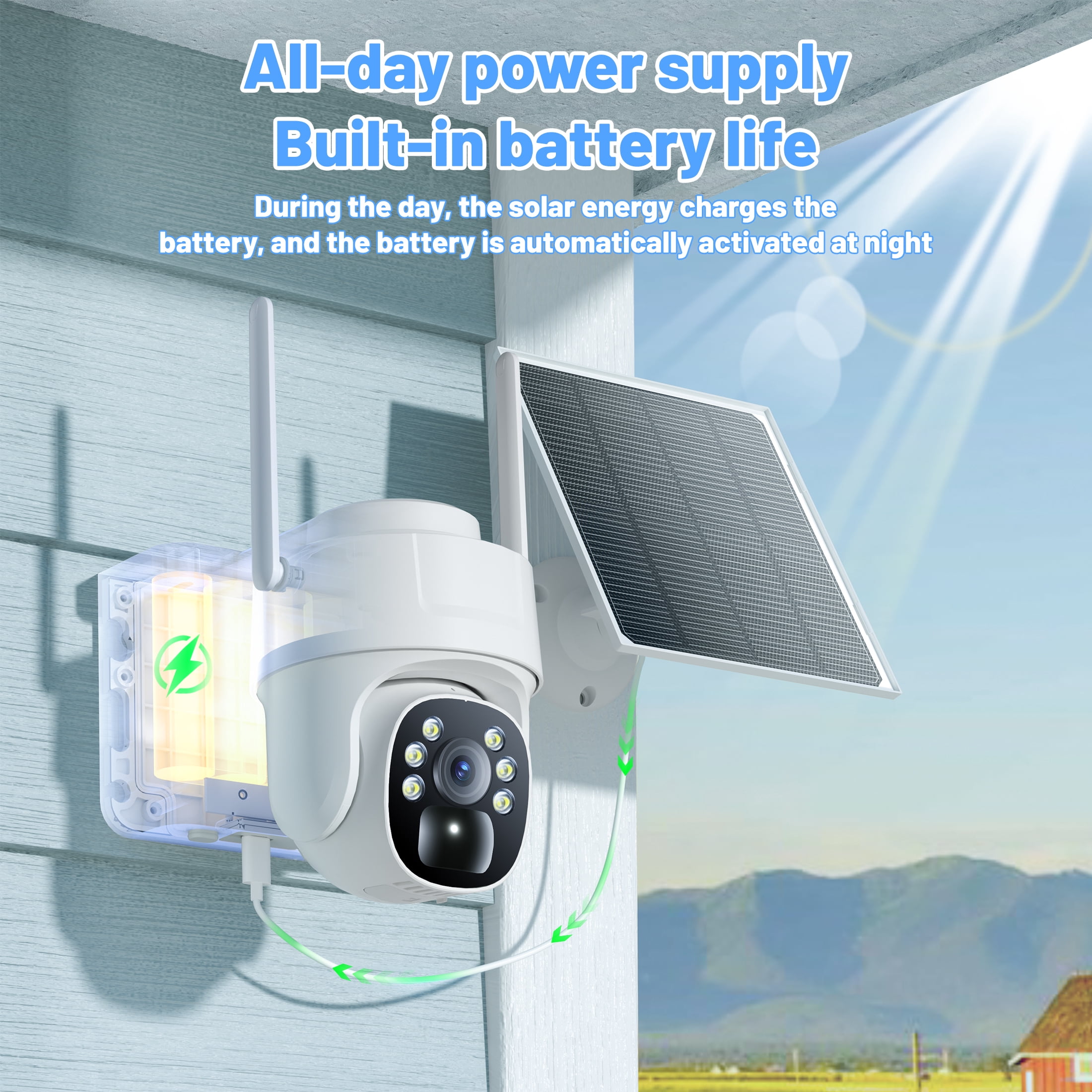 Security Cameras Wireless Outdoor Solar Powered, 4G LTE Cellular Security Camera With SIM (No WiFi)
