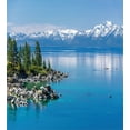 thumbnail image 3 of Landscape Duvet Cover Set, Blue Waters of Lake Tahoe Snowy Mountains Pine Trees Rocks Relax Shore, Decorative 3 Piece Bedding Set with 2 Pillow Shams, Queen Size, Pale Blue Green Grey, by Ambesonne, 3 of 3