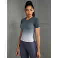thumbnail image 4 of Charmo Workout Tops for Women Short Sleeve Seamless Gym Shirts Gradient Yoga Top Slim Fit, 4 of 6