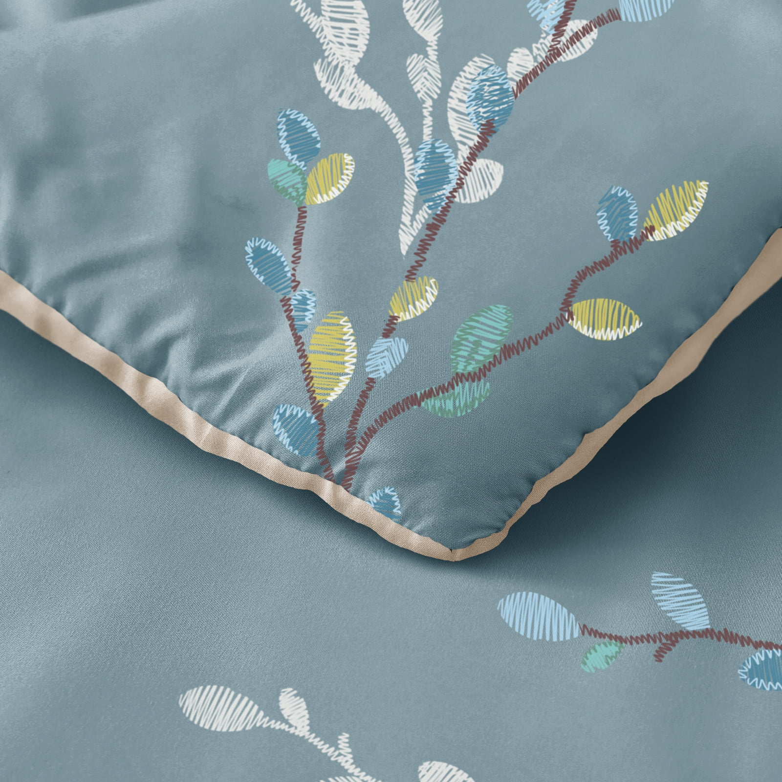 Exclusivo Mezcla 2-Piece Floral Twin Comforter Set, Microfiber Bedding Down Alternative Comforter for All Seasons with 1 Pillow Sham, Blue