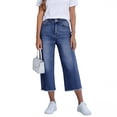thumbnail image 2 of Women's High Waisted Jeans Pants Summer Casual Elastic Waist Stretchy Capri Pants with Pockets by Yigetop Blue S, 2 of 7